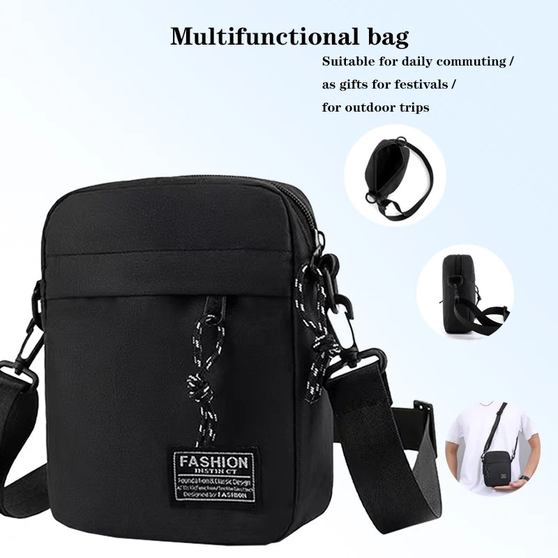 Men's bag, available in single shoulder or cross-body design, suitable for daily use during school. Made of nylon material.