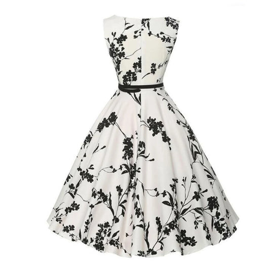 Summer Vestidos Dress Clothing Floral Robe Retro Swing Casual Vintage Rockabilly Dresses