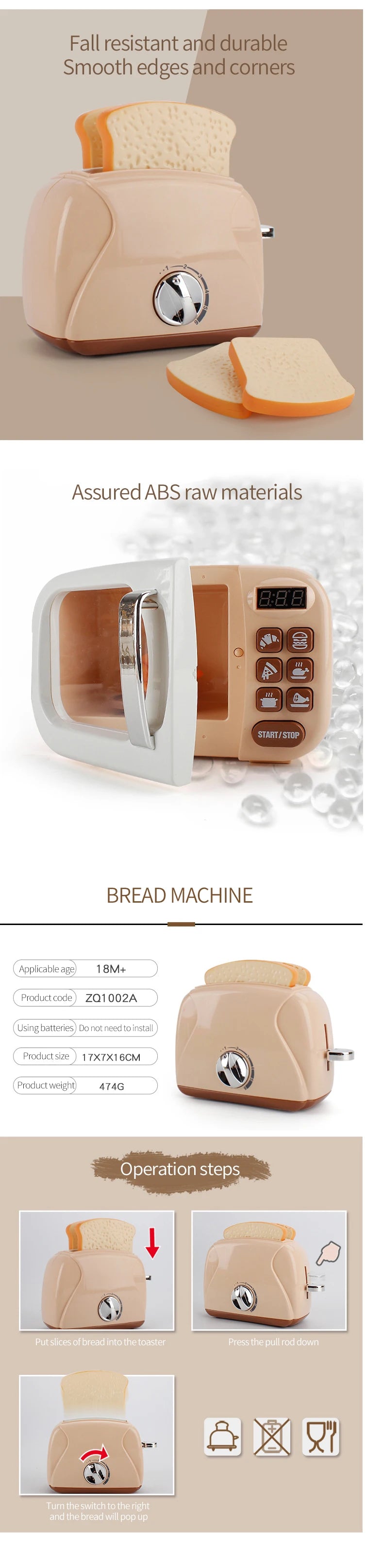Simulation Electric Kitchen Toys Appliances Pop-up Toaster Microwave Oven Washer Dryer Mixer Blender Set Coffee Maker for Kids