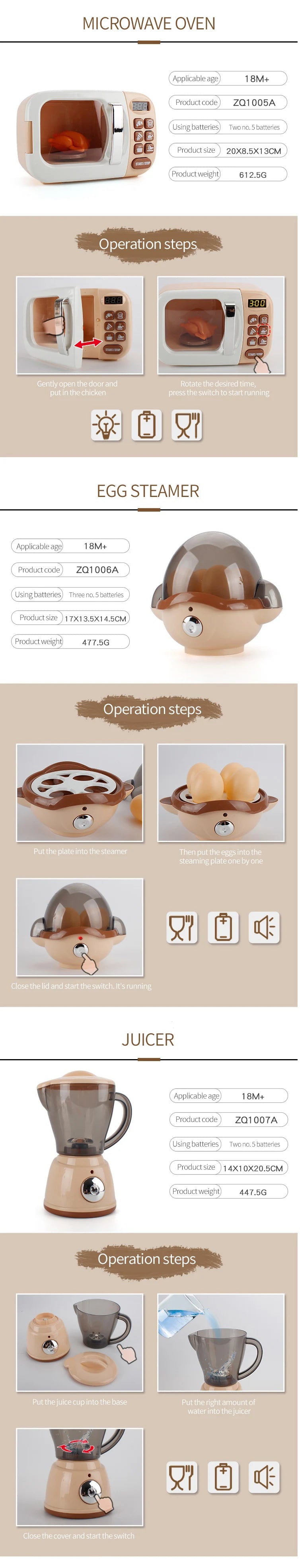 Simulation Electric Kitchen Toys Appliances Pop-up Toaster Microwave Oven Washer Dryer Mixer Blender Set Coffee Maker for Kids