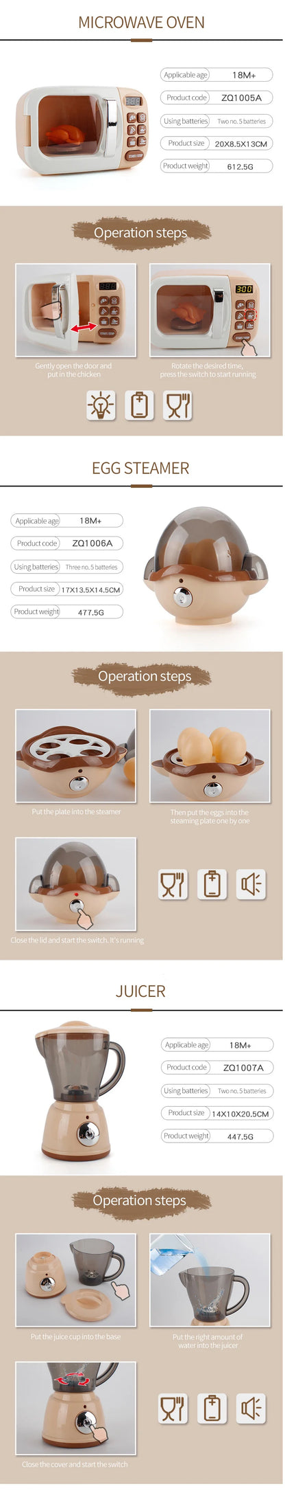 Simulation Electric Kitchen Toys Appliances Pop-up Toaster Microwave Oven Washer Dryer Mixer Blender Set Coffee Maker for Kids