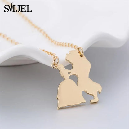 2025 New Movie Jewelry Beauty and the Beast Necklace for Women Prince Princess Pendant Necklaces Lover Accessories Gifts