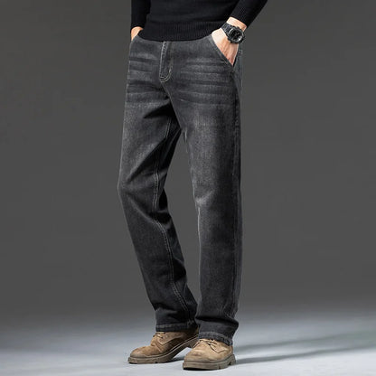 Men’s Loose Straight Leg Jeans – Retro Washed Casual Denim Pants