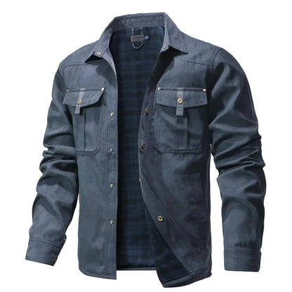 Men’s Flannel Lined Shacket – Casual Snap Button Shirt Jacket (Spring)