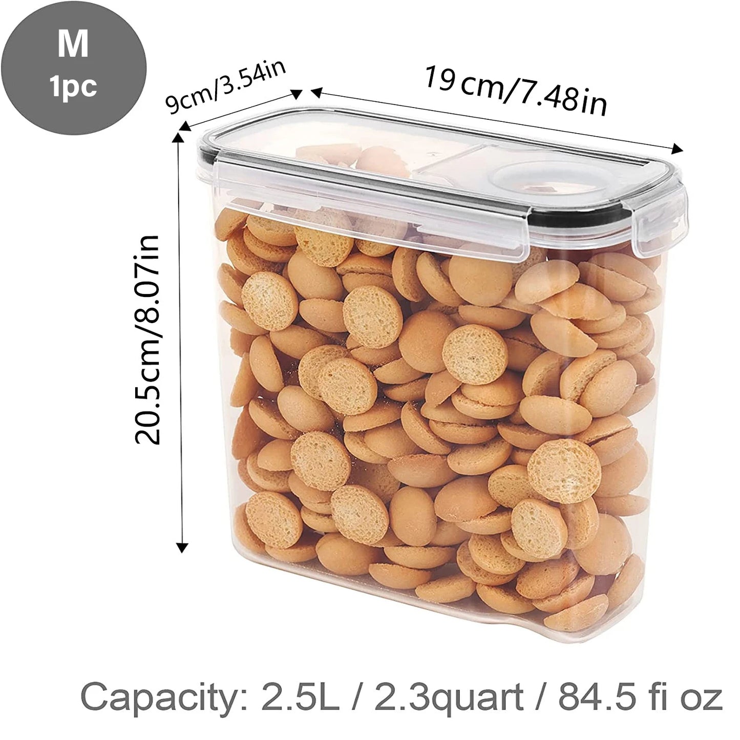 Cereal Containers Storage Set of 2/3/4（2.5L 84oz）