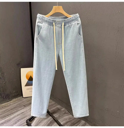 Men’s Loose Straight Leg Jeans – Casual Vintage Durable Cotton Denim