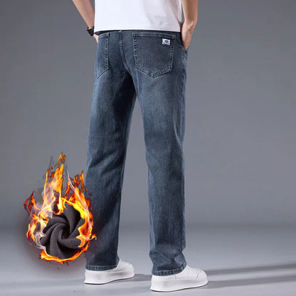 Men’s Loose Straight Leg Jeans – Retro Washed Casual Denim Pants