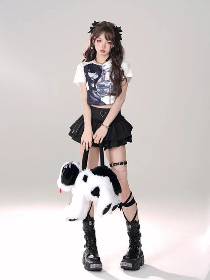 Women’s High Waist Ruffle A Line Skirt Korean Fashion Summer Streetwear Y2K Style