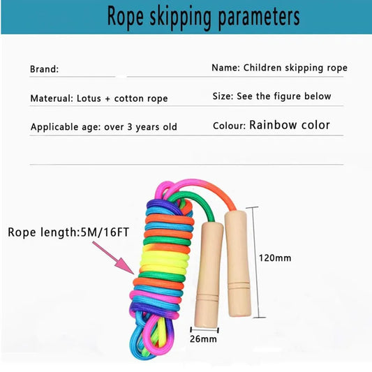 5M Rainbow Long Rope Group Skipping Children Students Speed -Fit Jump With Anti-Slip