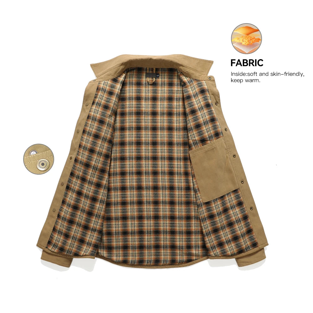 Men’s Flannel Lined Shacket – Casual Snap Button Shirt Jacket (Spring)