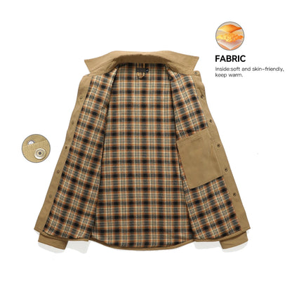 Men’s Flannel Lined Shacket – Casual Snap Button Shirt Jacket (Spring)