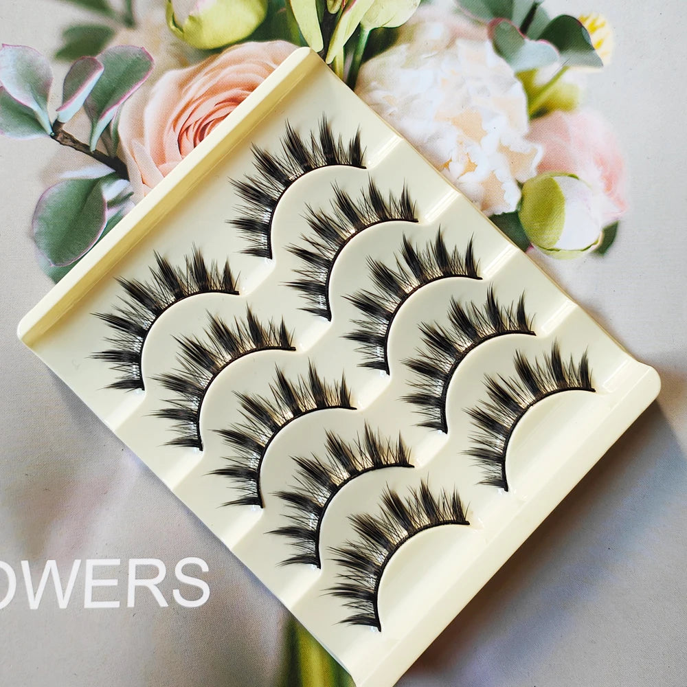5 Paris Cat Eye False Eyelashes Long Thick Cosplay Fake Eye Lashes Extension Smokey Natural Makeup Handmade Reusable