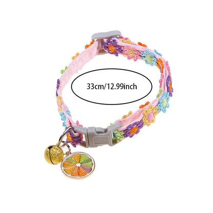 Pet Collar With Bell Cartoon Footprint Colorful Dog Puppy Kitten Collar Adjustable Safety Bell Ring Necklace Pet Accessories