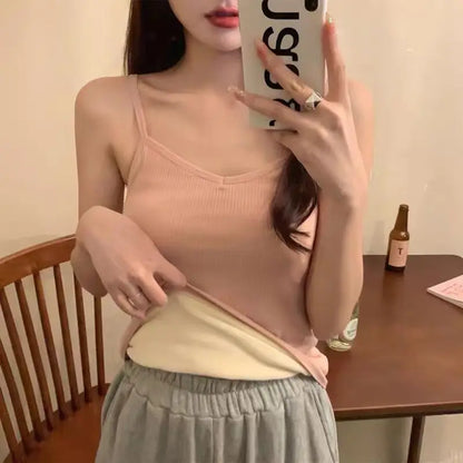 Women’s Velvet Corset Tank Top – Slim Fit Sleeveless Winter Fashion