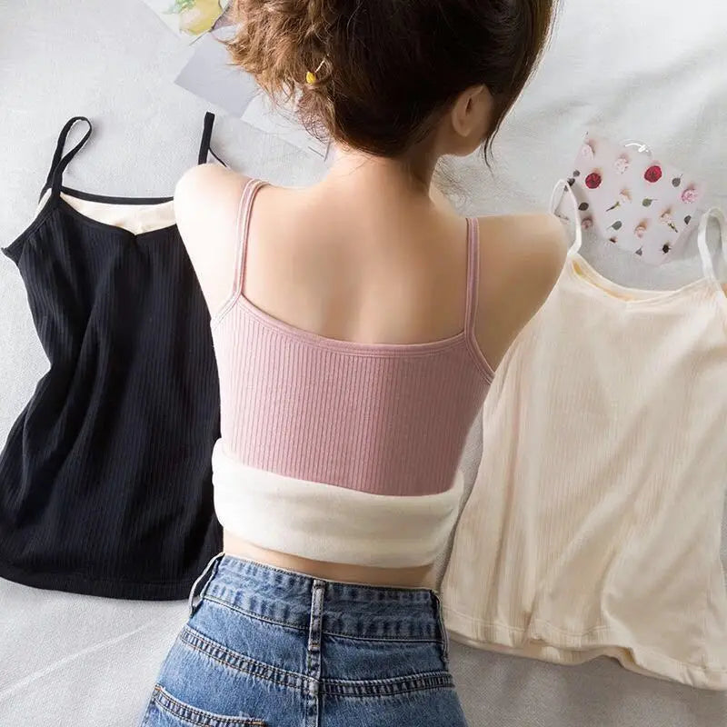 Women’s Velvet Corset Tank Top – Slim Fit Sleeveless Winter Fashion