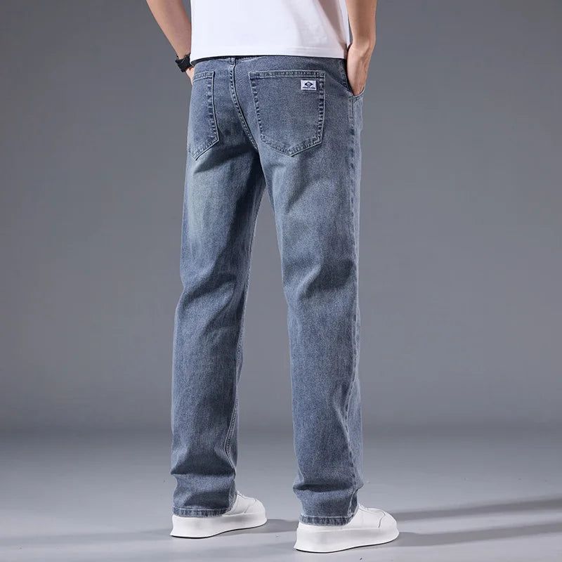Men’s Loose Straight Leg Jeans – Retro Washed Casual Denim Pants