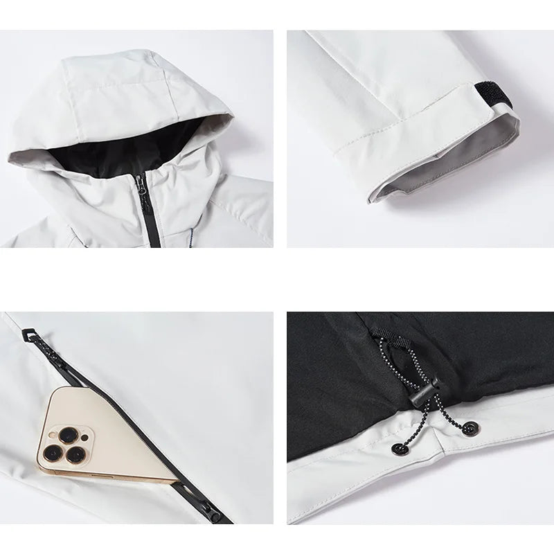 Men’s Waterproof Hooded Jacket – Outdoor Hiking Sportswear Coat