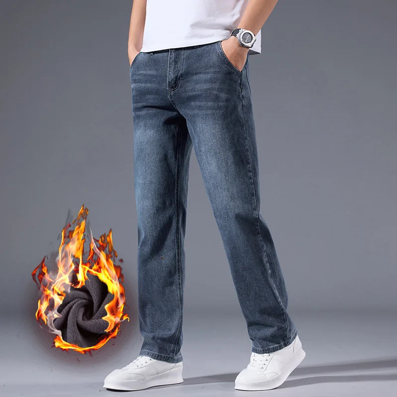 Men’s Loose Straight Leg Jeans – Retro Washed Casual Denim Pants