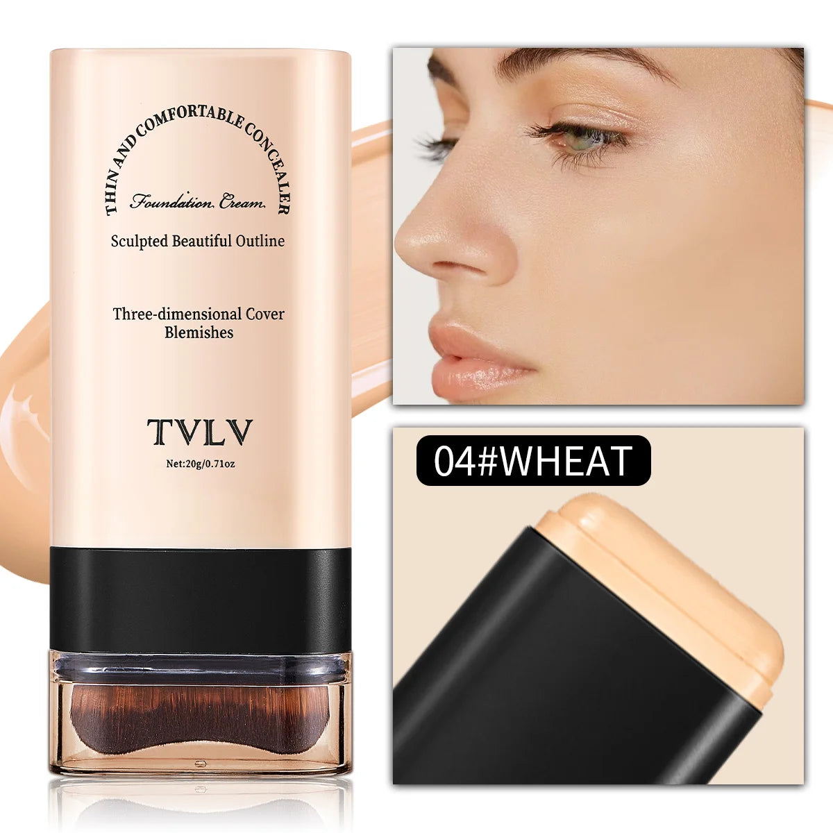 Foundation make-up concealer is light and thin to hold makeup, cover facial defects, and create a clear makeup effect
