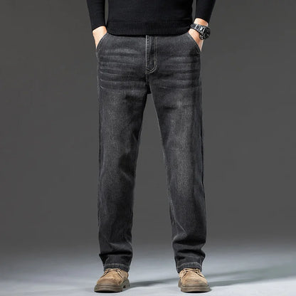 Men’s Loose Straight Leg Jeans – Retro Washed Casual Denim Pants