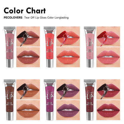 6-color Liquid Peel-off Lip Gloss Waterproof Long-lasting Peel-off Lip Gloss Non-stick Cup Makeup Moisturizing Makeup for Women