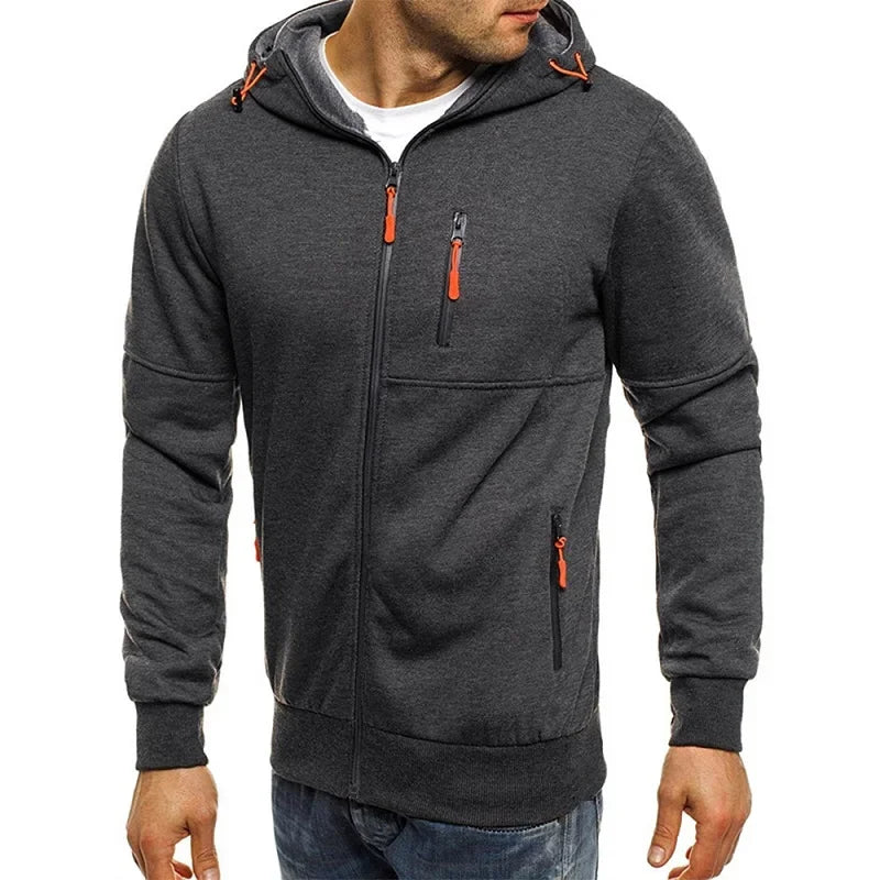 Men’s Zip-Up Hoodie – Long Sleeve Slim Fit Casual Sports Jacket