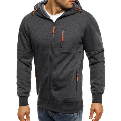 Men’s Zip-Up Hoodie – Long Sleeve Slim Fit Casual Sports Jacket
