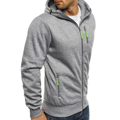 Men’s Zip-Up Hoodie – Long Sleeve Slim Fit Casual Sports Jacket