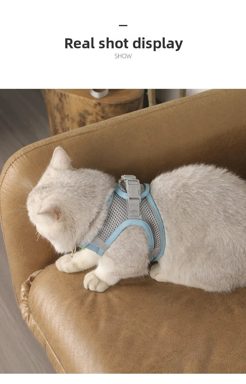 Pet Things Cat Accessories Cute Adjustable Cat Collar and Leash Set for Walking Safe Reflective Soft Comfortable Vest