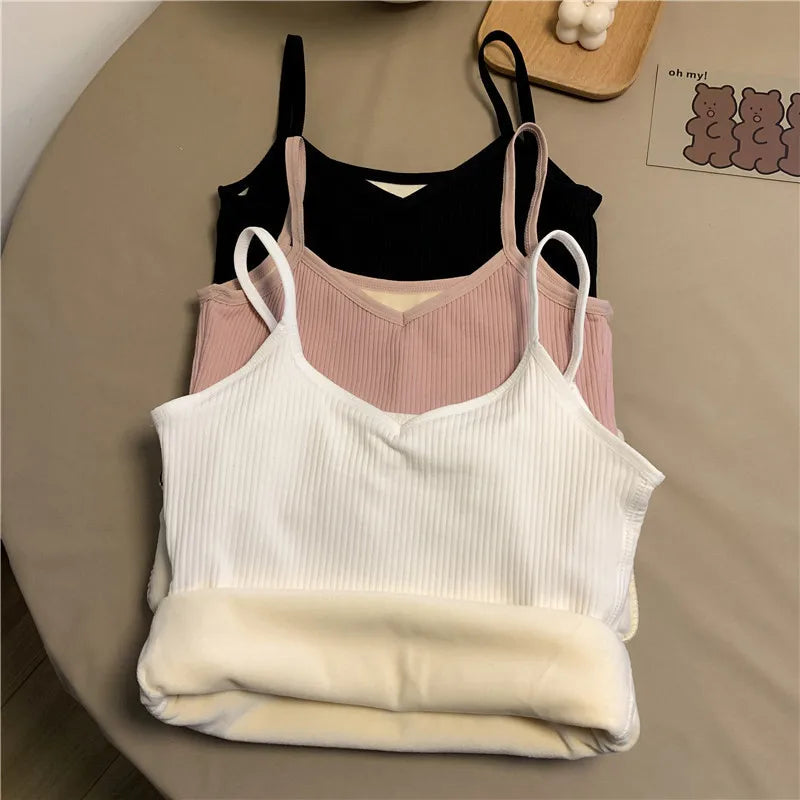 Women’s Velvet Corset Tank Top – Slim Fit Sleeveless Winter Fashion