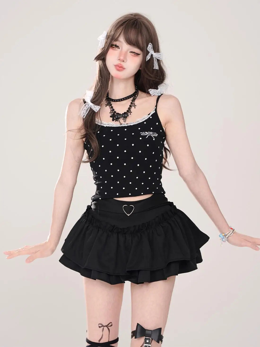 Women’s High Waist Ruffle A Line Skirt Korean Fashion Summer Streetwear Y2K Style
