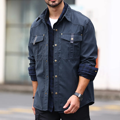 Men’s Flannel Lined Shacket – Casual Snap Button Shirt Jacket (Spring)