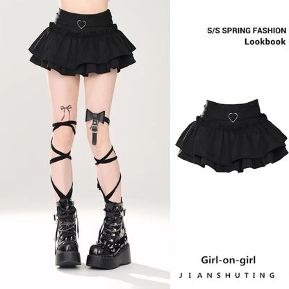 Women’s High Waist Ruffle A Line Skirt Korean Fashion Summer Streetwear Y2K Style