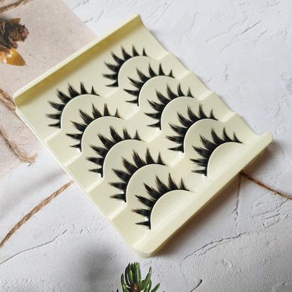 5 Paris Cat Eye False Eyelashes Long Thick Cosplay Fake Eye Lashes Extension Smokey Natural Makeup Handmade Reusable