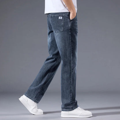 Men’s Loose Straight Leg Jeans – Retro Washed Casual Denim Pants