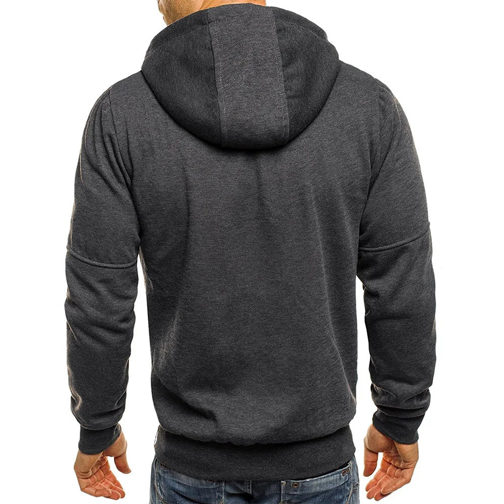 Men’s Zip-Up Hoodie – Long Sleeve Slim Fit Casual Sports Jacket