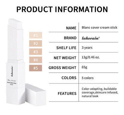 Foundation Stick Color Changing Foundation with Detachable Brush Blanc Cover Cream Stick Changing Hight Coverage Base Makeup