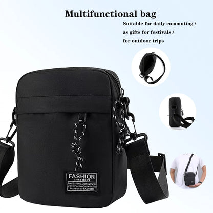 Men's bag, available in single shoulder or cross-body design, suitable for daily use during school. Made of nylon material.