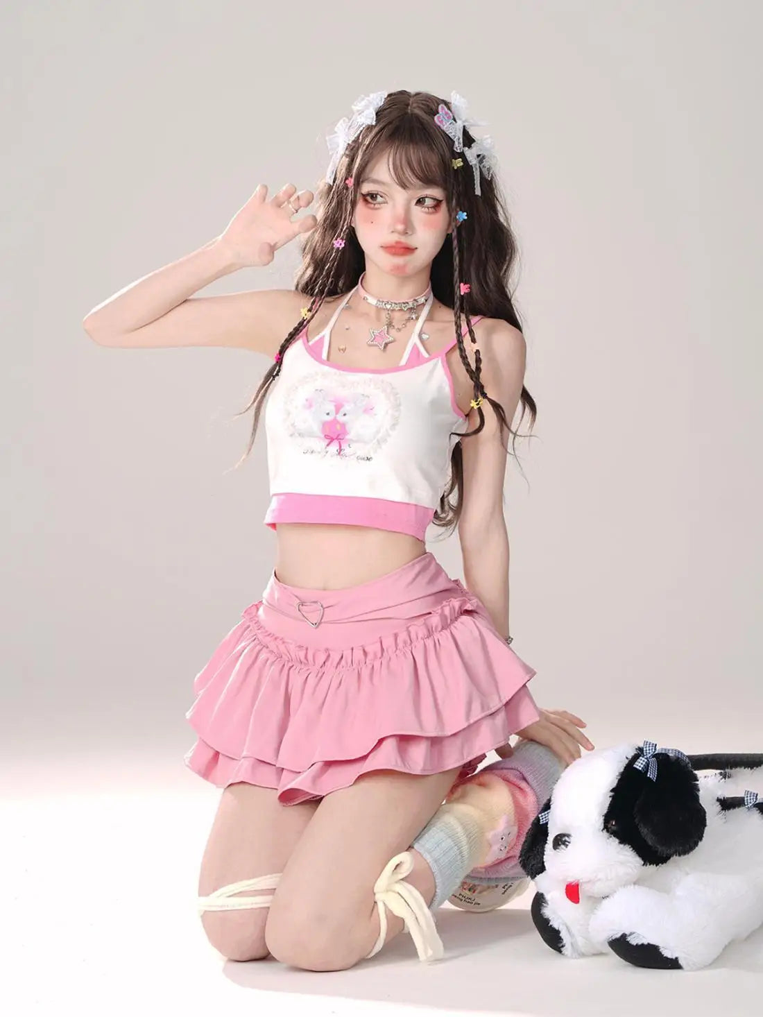 Women’s High Waist Ruffle A Line Skirt Korean Fashion Summer Streetwear Y2K Style