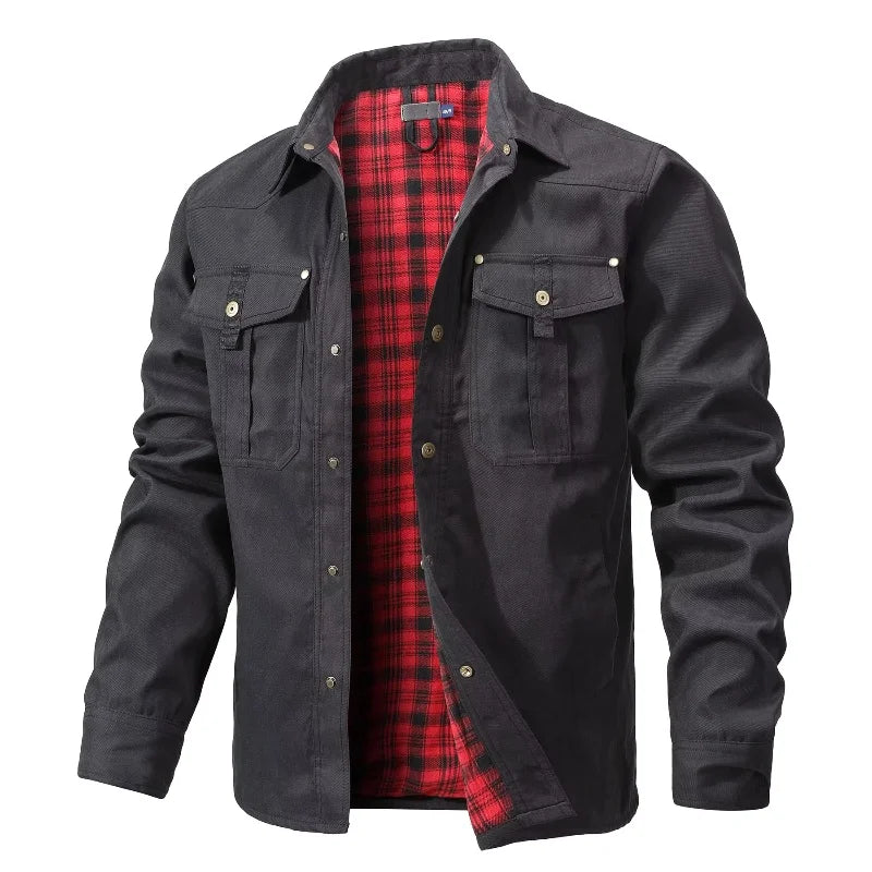 Men’s Flannel Lined Shacket – Casual Snap Button Shirt Jacket (Spring)
