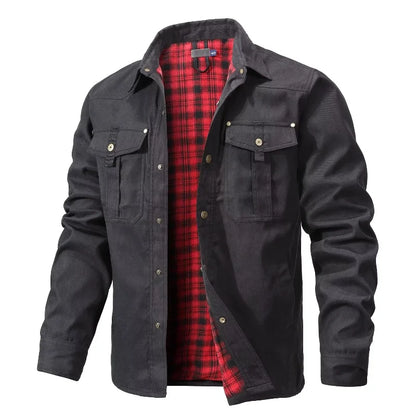 Men’s Flannel Lined Shacket – Casual Snap Button Shirt Jacket (Spring)