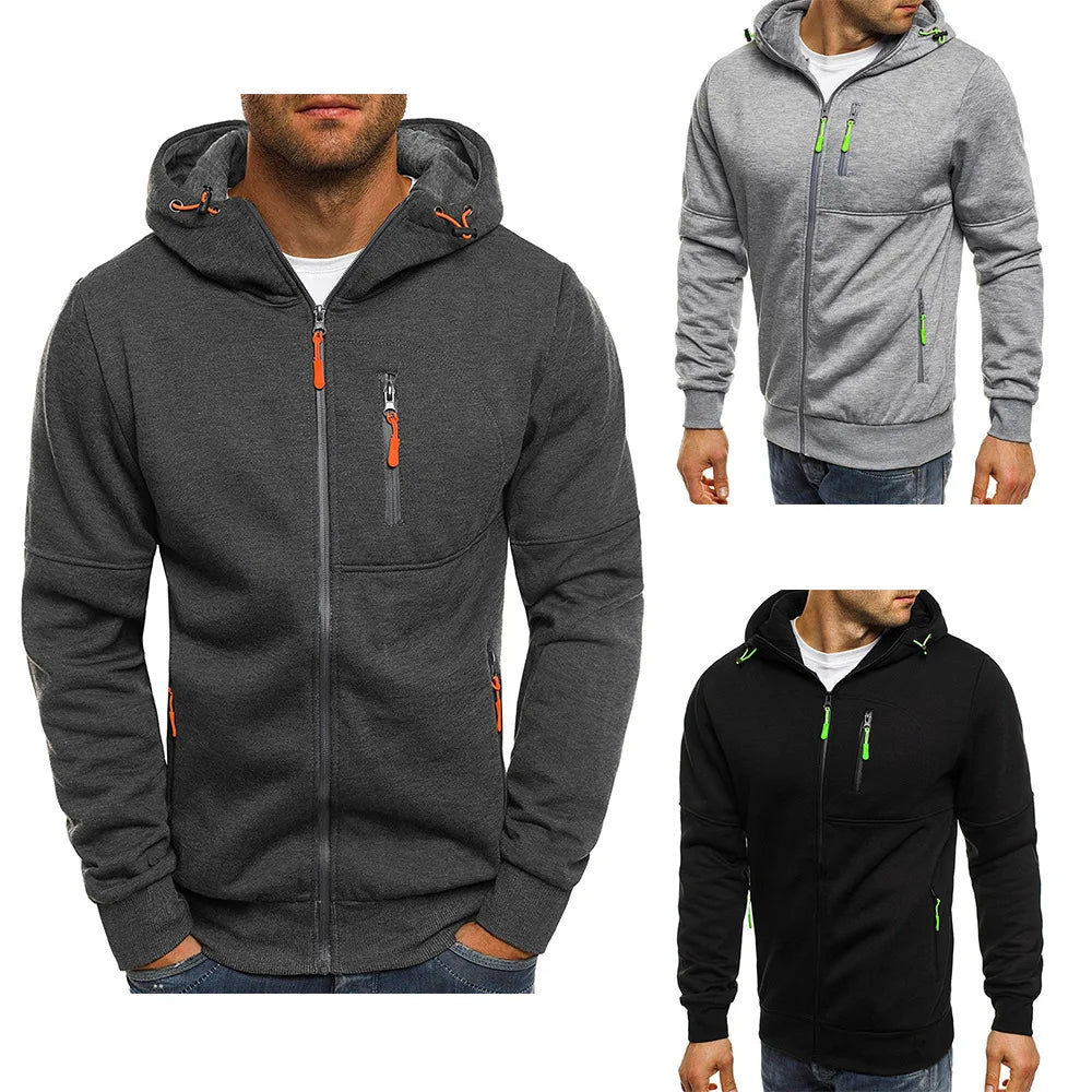 Men’s Zip-Up Hoodie – Long Sleeve Slim Fit Casual Sports Jacket