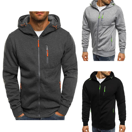 Men’s Zip-Up Hoodie – Long Sleeve Slim Fit Casual Sports Jacket