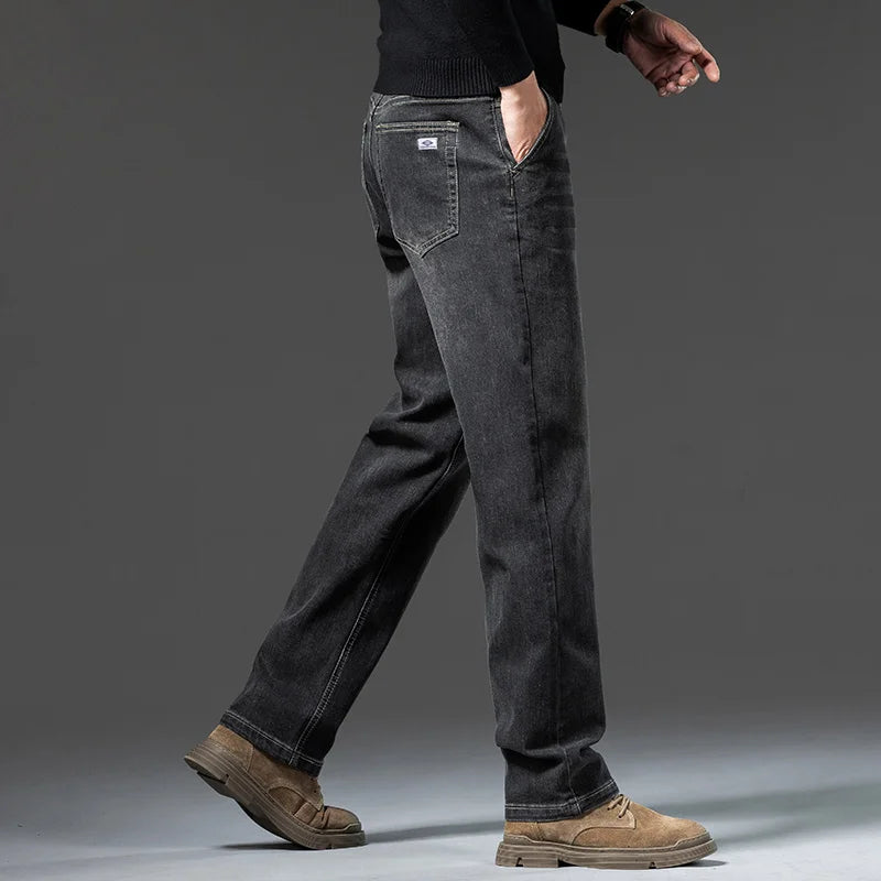 Men’s Loose Straight Leg Jeans – Retro Washed Casual Denim Pants