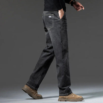 Men’s Loose Straight Leg Jeans – Retro Washed Casual Denim Pants