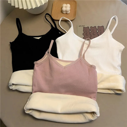 Women’s Velvet Corset Tank Top – Slim Fit Sleeveless Winter Fashion