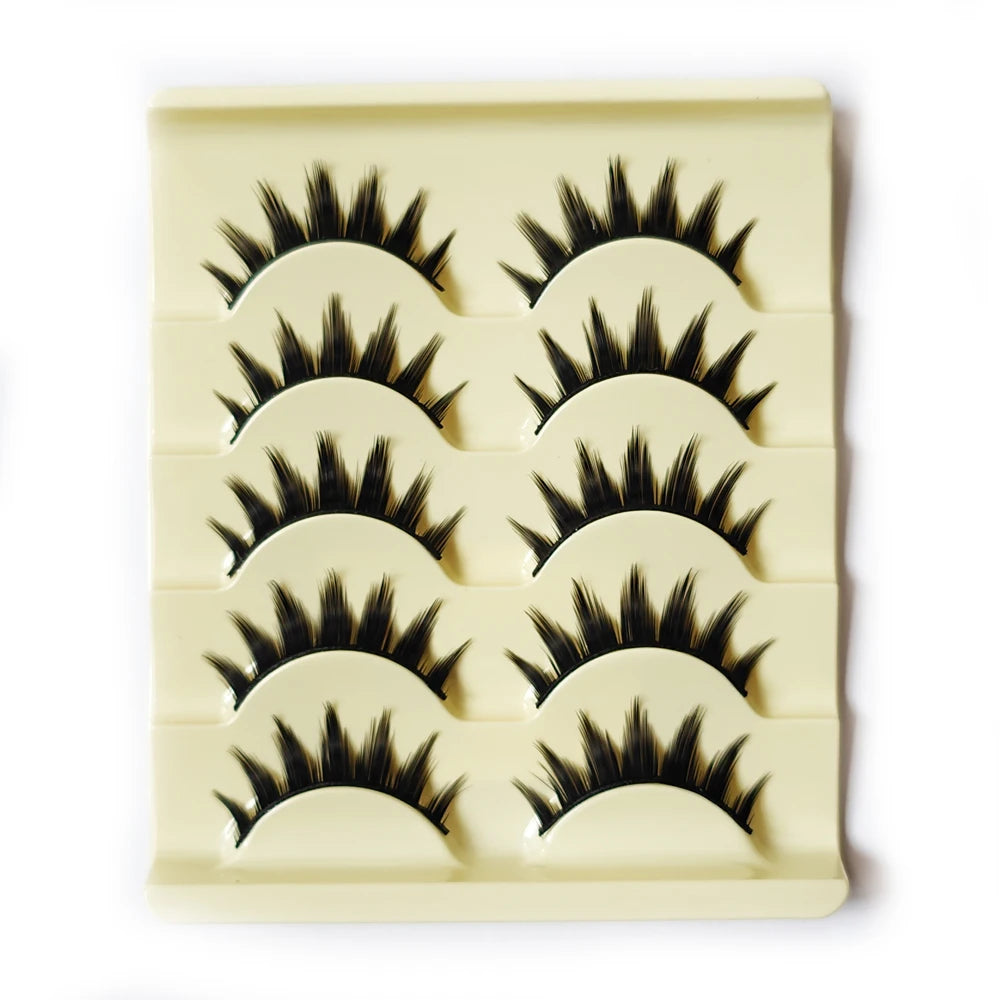 5 Paris Cat Eye False Eyelashes Long Thick Cosplay Fake Eye Lashes Extension Smokey Natural Makeup Handmade Reusable