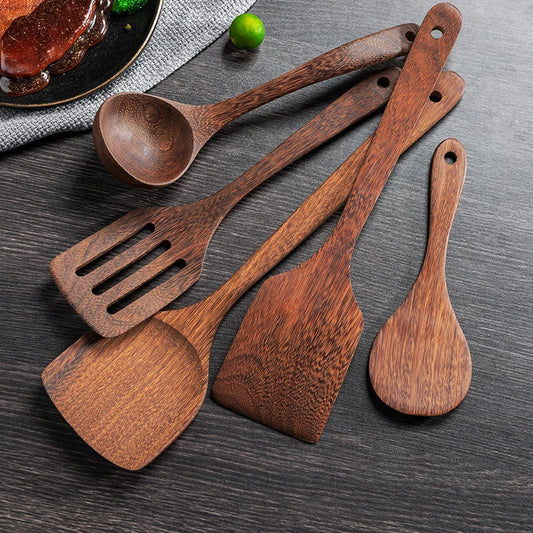 Kitchen Utensils Set Non-Stick  Cookware for Kitchen Wooden Handle Soup spoon spatula Rice