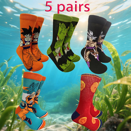 5 pairs of novel cartoon socks for men and women, comfortable gifts for men and women
