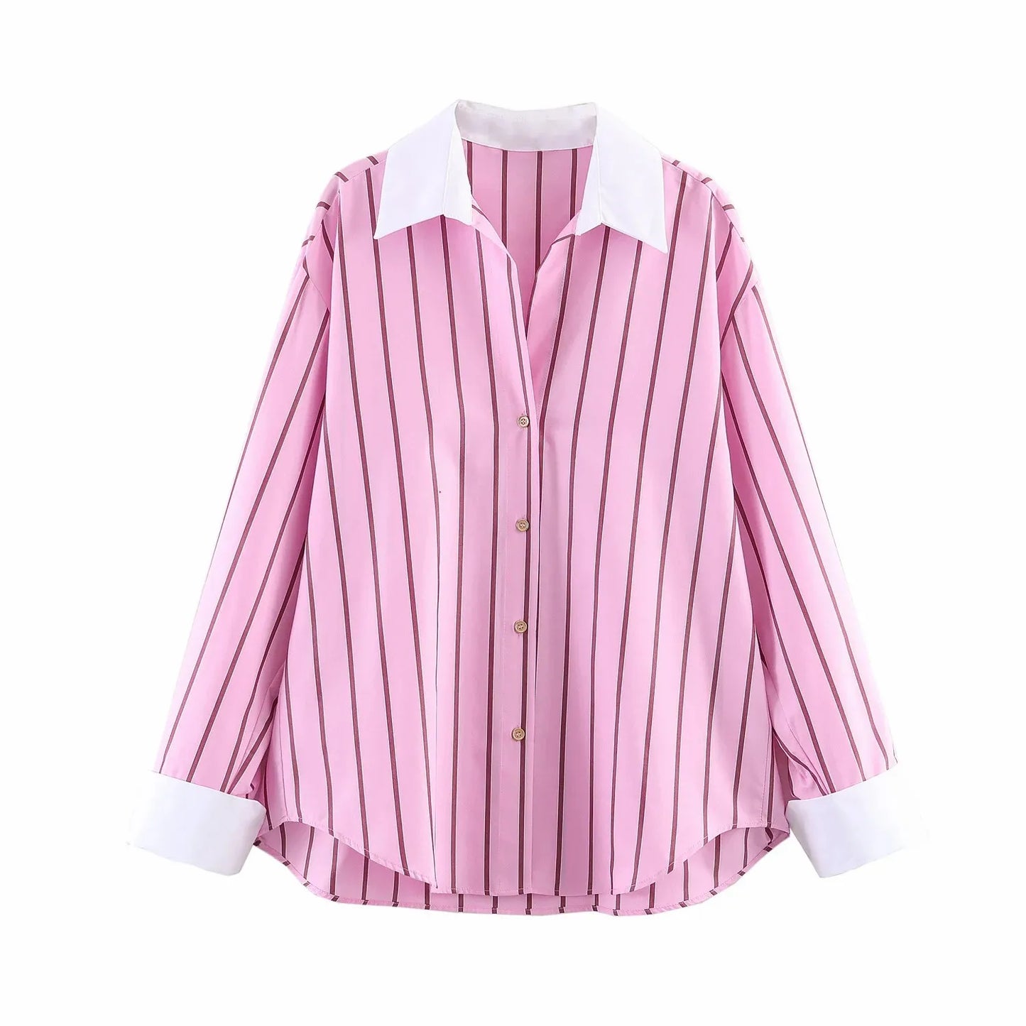 Women’s Color Block Blouse – Elegant Single-Breasted Fashion Top